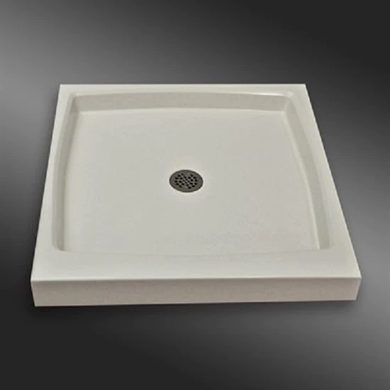 32"x32" Single Threshold Shower Base with Centre Drain Ultra White